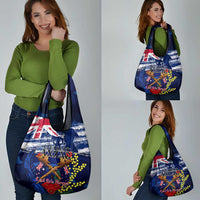 Australia And New Zealand ANZAC Day Grocery Bag Lest We Forget Silver Fern With Golden Wattle