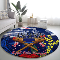 Australia And New Zealand ANZAC Day Round Carpet Lest We Forget Silver Fern With Golden Wattle LT14 - Polynesian Pride