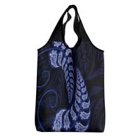 Blue New Zealand Paisley Silver Fern Grocery Bag Aotearoa Maori