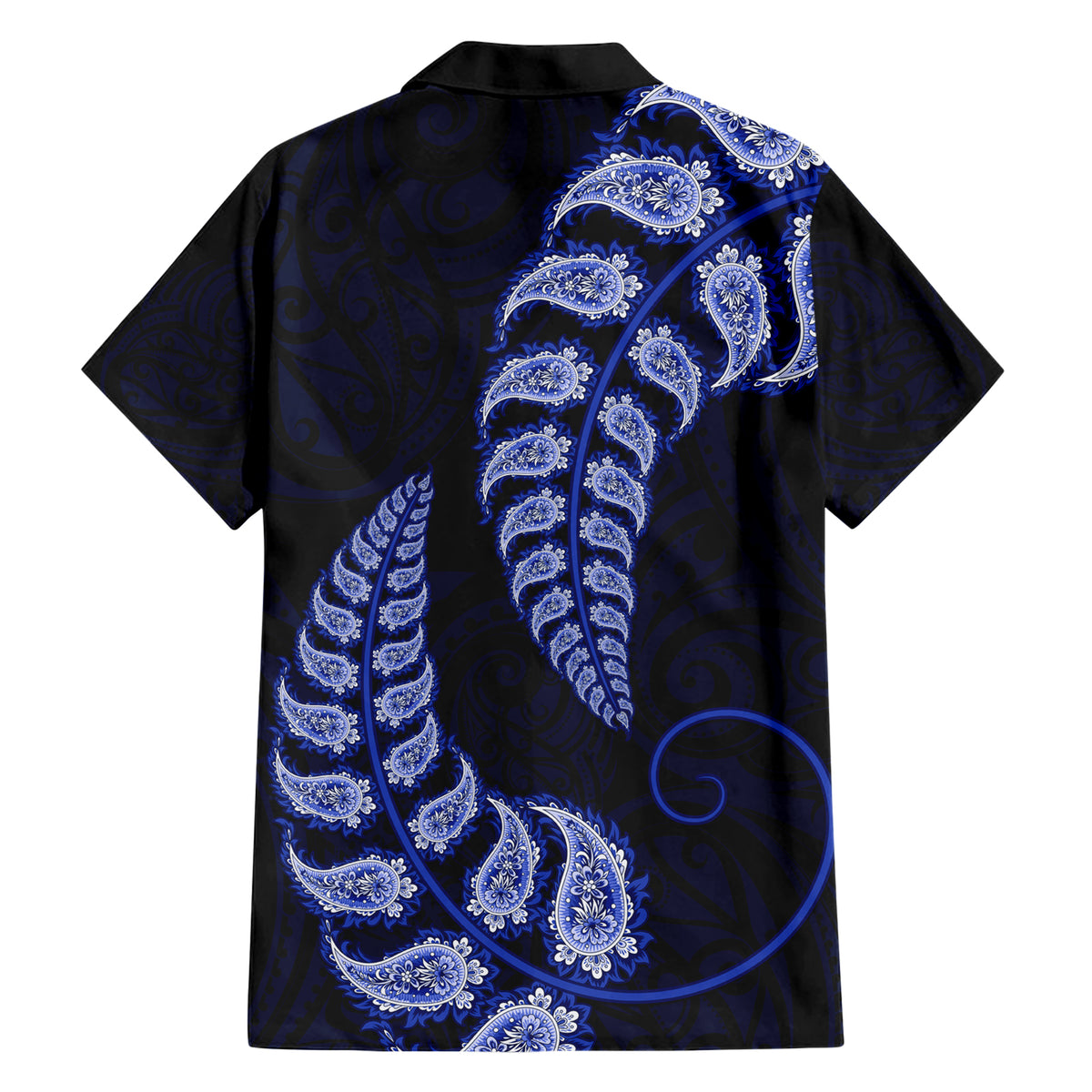 Blue New Zealand Paisley Silver Fern Hawaiian Shirt Aotearoa Maori LT14 - Polynesian Pride