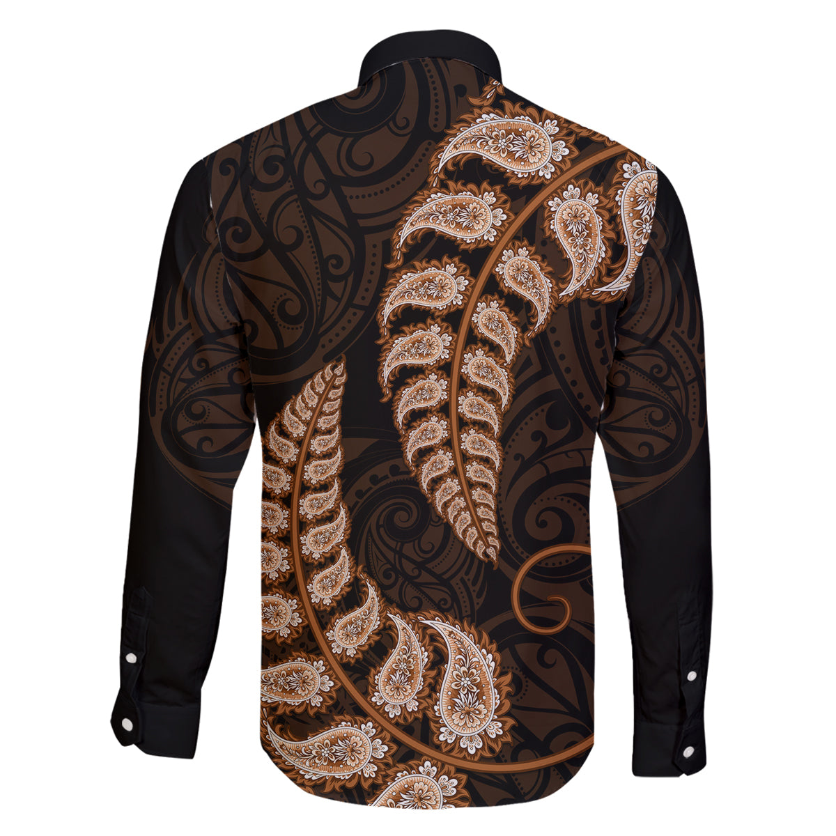 Brown New Zealand Paisley Silver Fern Family Matching Summer Maxi Dress and Hawaiian Shirt Aotearoa Maori LT14 - Polynesian Pride