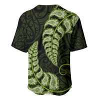 Green New Zealand Paisley Silver Fern Baseball Jersey Aotearoa Maori LT14 - Polynesian Pride