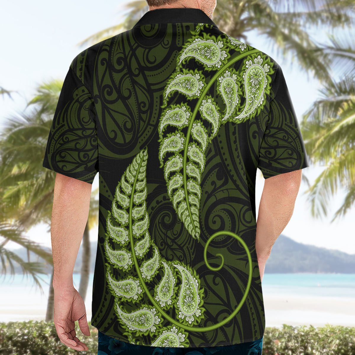 Green New Zealand Paisley Silver Fern Hawaiian Shirt Aotearoa Maori LT14 - Polynesian Pride