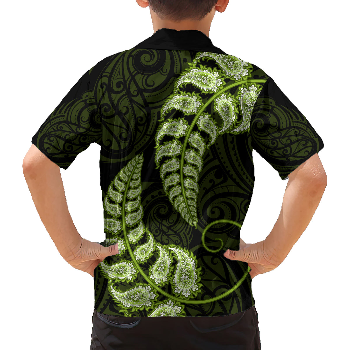 Green New Zealand Paisley Silver Fern Hawaiian Shirt Aotearoa Maori LT14 - Polynesian Pride