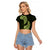 Green New Zealand Paisley Silver Fern Raglan Cropped T Shirt Aotearoa Maori LT14 Female Green - Polynesian Pride