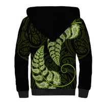 Green New Zealand Paisley Silver Fern Sherpa Hoodie Aotearoa Maori LT14 - Polynesian Pride