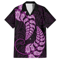 Purple New Zealand Paisley Silver Fern Family Matching Long Sleeve Bodycon Dress and Hawaiian Shirt Aotearoa Maori LT14 Dad's Shirt - Short Sleeve Purple - Polynesian Pride