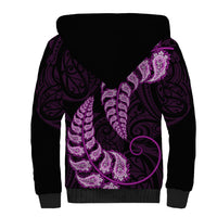 Purple New Zealand Paisley Silver Fern Sherpa Hoodie Aotearoa Maori LT14 - Polynesian Pride