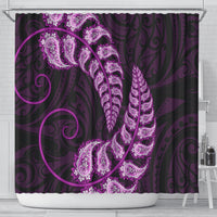 Purple New Zealand Paisley Silver Fern Shower Curtain Aotearoa Maori LT14 - Polynesian Pride