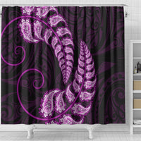 Purple New Zealand Paisley Silver Fern Shower Curtain Aotearoa Maori LT14 - Polynesian Pride