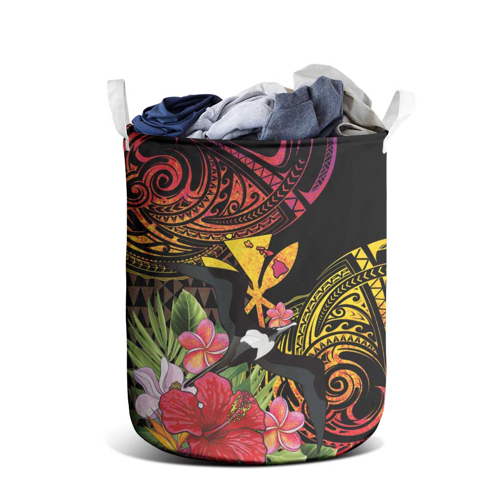 Hawaii Iwa Bird Laundry Basket Great Frigatebird Kanaka Tropical Hippie Style - Polynesian Pride