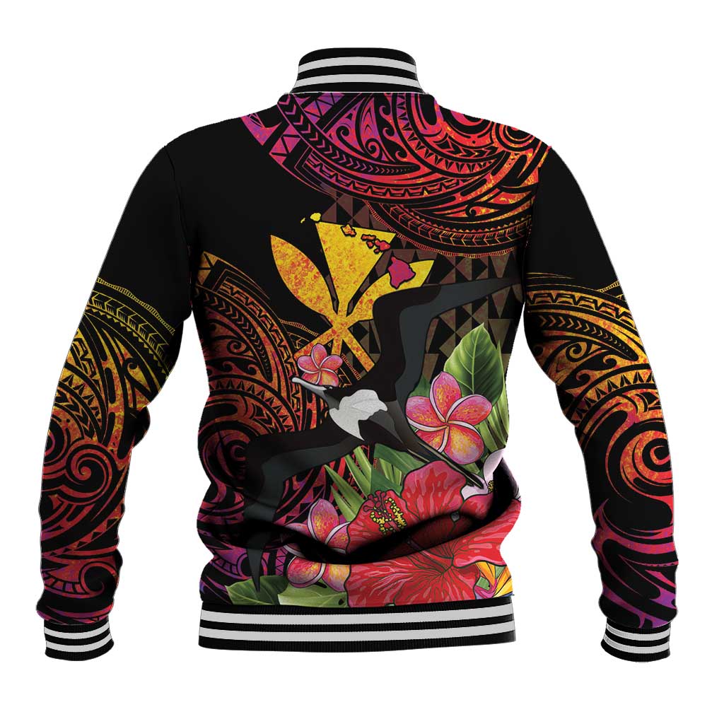Hawaii Iwa Bird Baseball Jacket Great Frigatebird Kanaka Tropical Hippie Style - Polynesian Pride