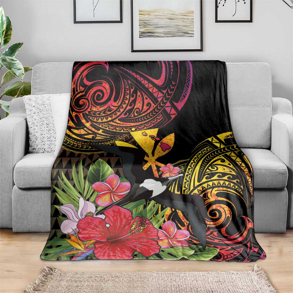 Hawaii Iwa Bird Blanket Great Frigatebird Kanaka Tropical Hippie Style - Polynesian Pride