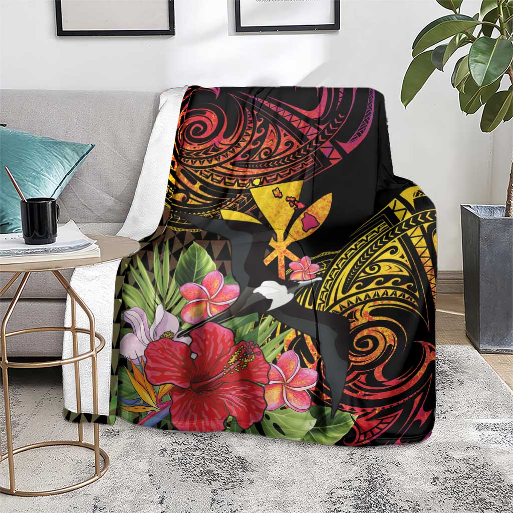Hawaii Iwa Bird Blanket Great Frigatebird Kanaka Tropical Hippie Style - Polynesian Pride