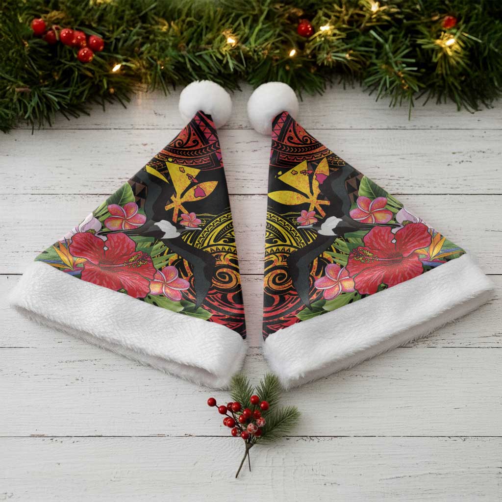 Hawaii Iwa Bird Christmas Santa Hat Great Frigatebird Kanaka Tropical Hippie Style - Polynesian Pride