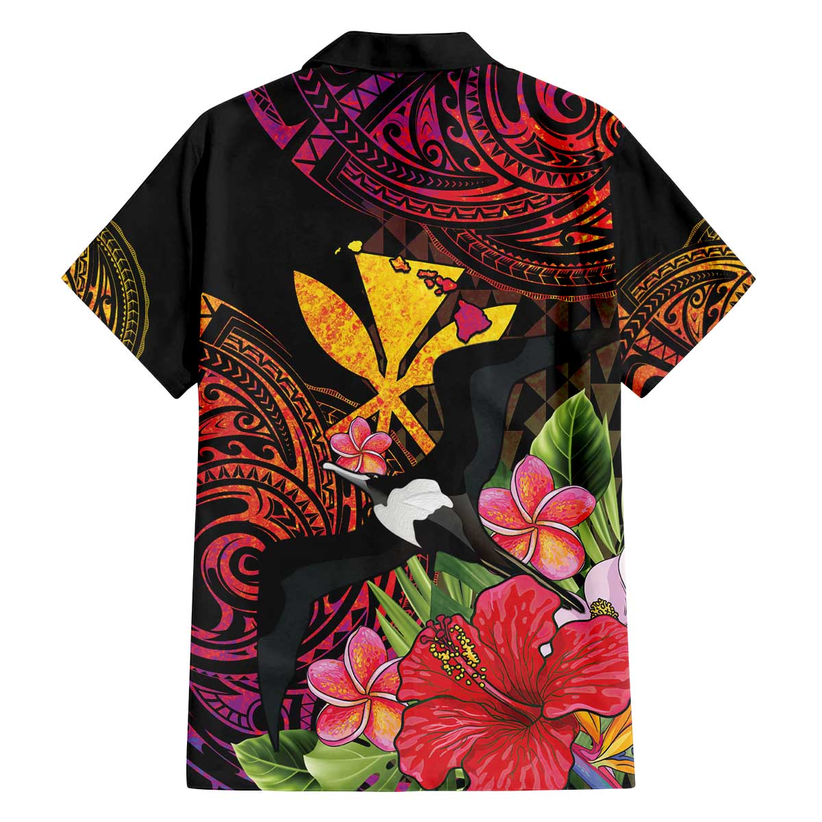 Hawaii Iwa Bird Family Matching Off The Shoulder Long Sleeve Dress and Hawaiian Shirt Great Frigatebird Kanaka Tropical Hippie Style - Polynesian Pride
