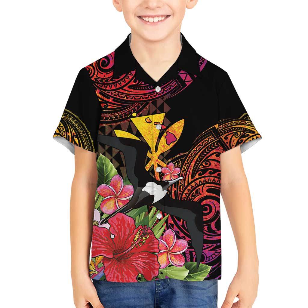 Hawaii Iwa Bird Family Matching Summer Maxi Dress and Hawaiian Shirt Great Frigatebird Kanaka Tropical Hippie Style - Polynesian Pride
