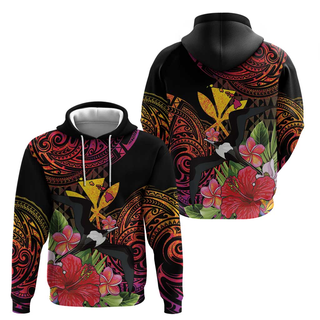 Hawaii Iwa Bird Hoodie Great Frigatebird Kanaka Tropical Hippie Style LT14 - Polynesian Pride