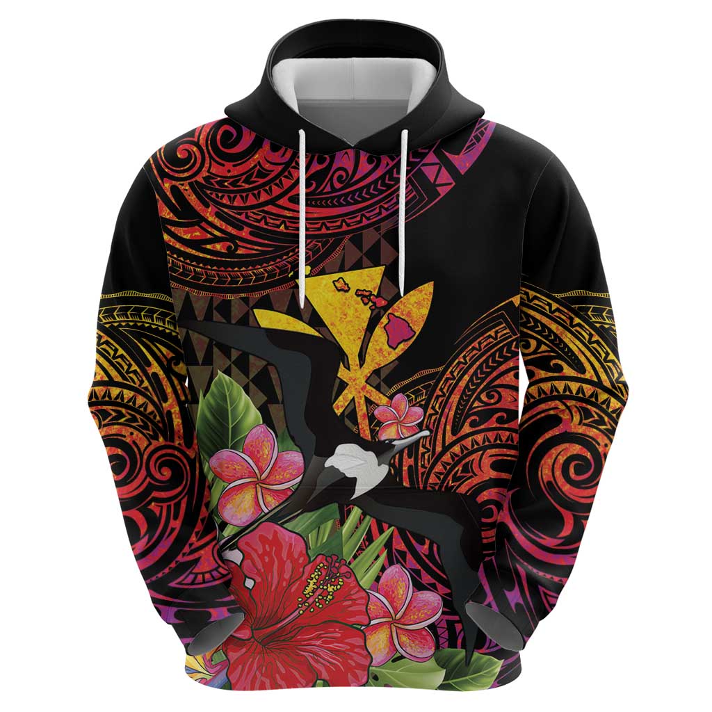 Hawaii Iwa Bird Hoodie Great Frigatebird Kanaka Tropical Hippie Style LT14 - Polynesian Pride