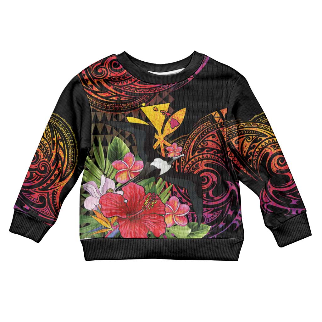 Hawaii Iwa Bird Kid Ugly Christmas Sweater Great Frigatebird Kanaka Tropical Hippie Style - Polynesian Pride