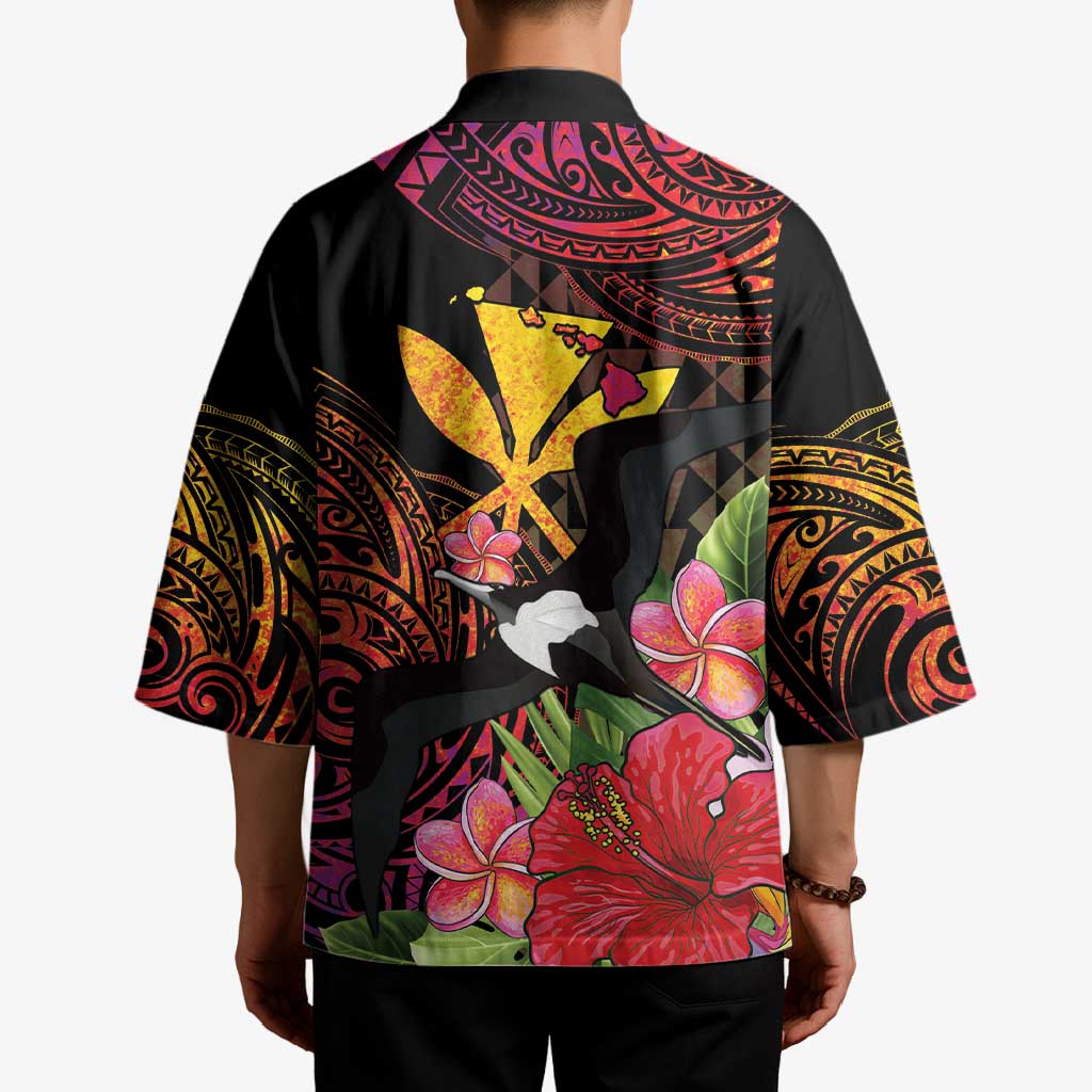 Hawaii Iwa Bird Kimono Great Frigatebird Kanaka Tropical Hippie Style - Polynesian Pride