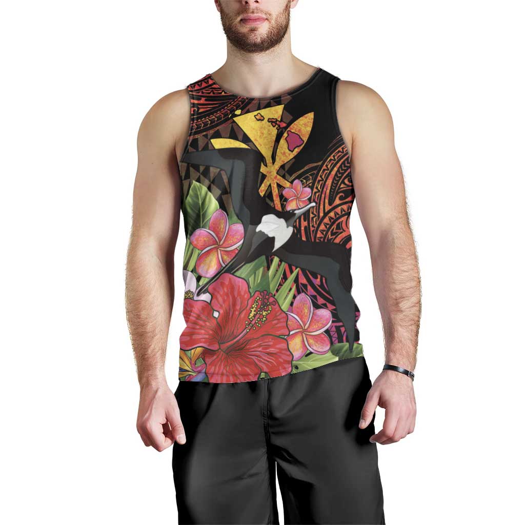 Hawaii Iwa Bird Men Tank Top Great Frigatebird Kanaka Tropical Hippie Style - Polynesian Pride
