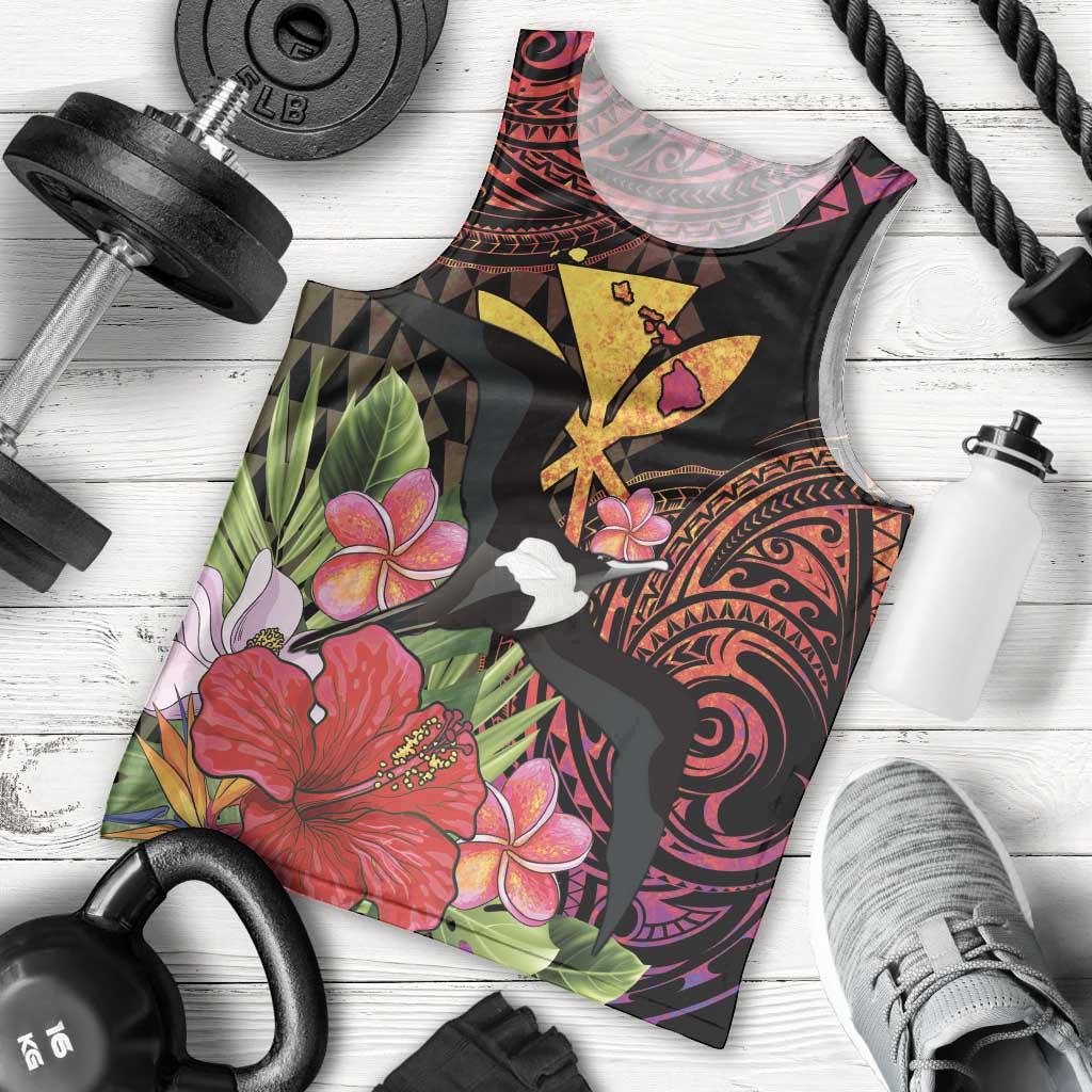 Hawaii Iwa Bird Men Tank Top Great Frigatebird Kanaka Tropical Hippie Style - Polynesian Pride