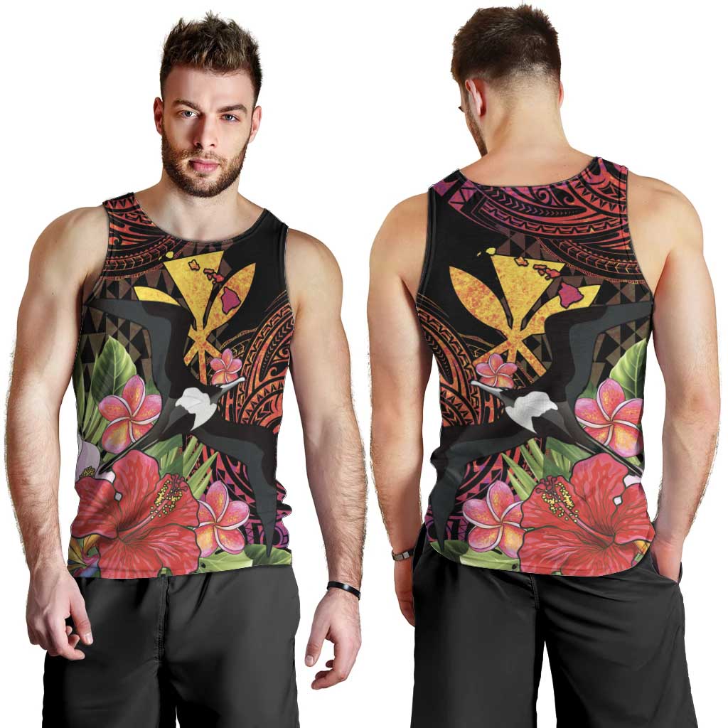 Hawaii Iwa Bird Men Tank Top Great Frigatebird Kanaka Tropical Hippie Style - Polynesian Pride