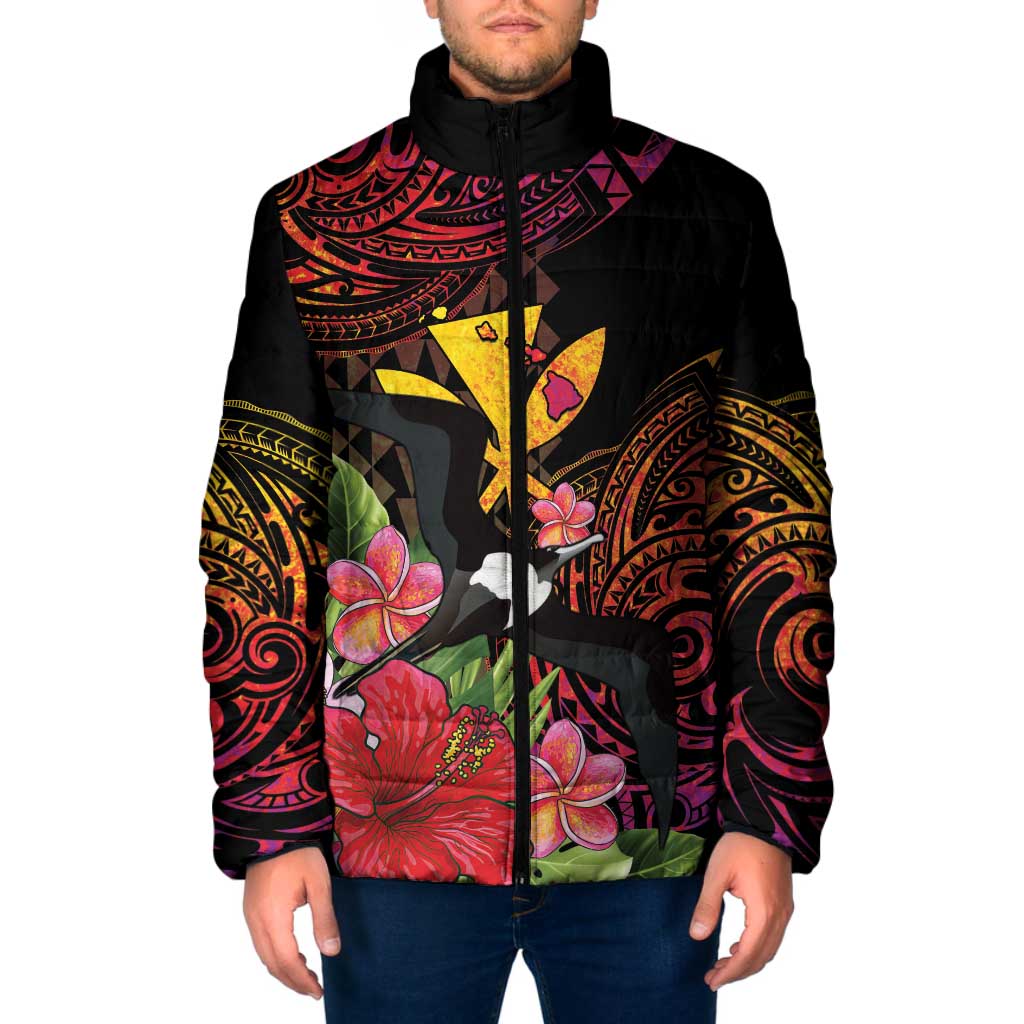 Hawaii Iwa Bird Padded Jacket Great Frigatebird Kanaka Tropical Hippie Style - Polynesian Pride