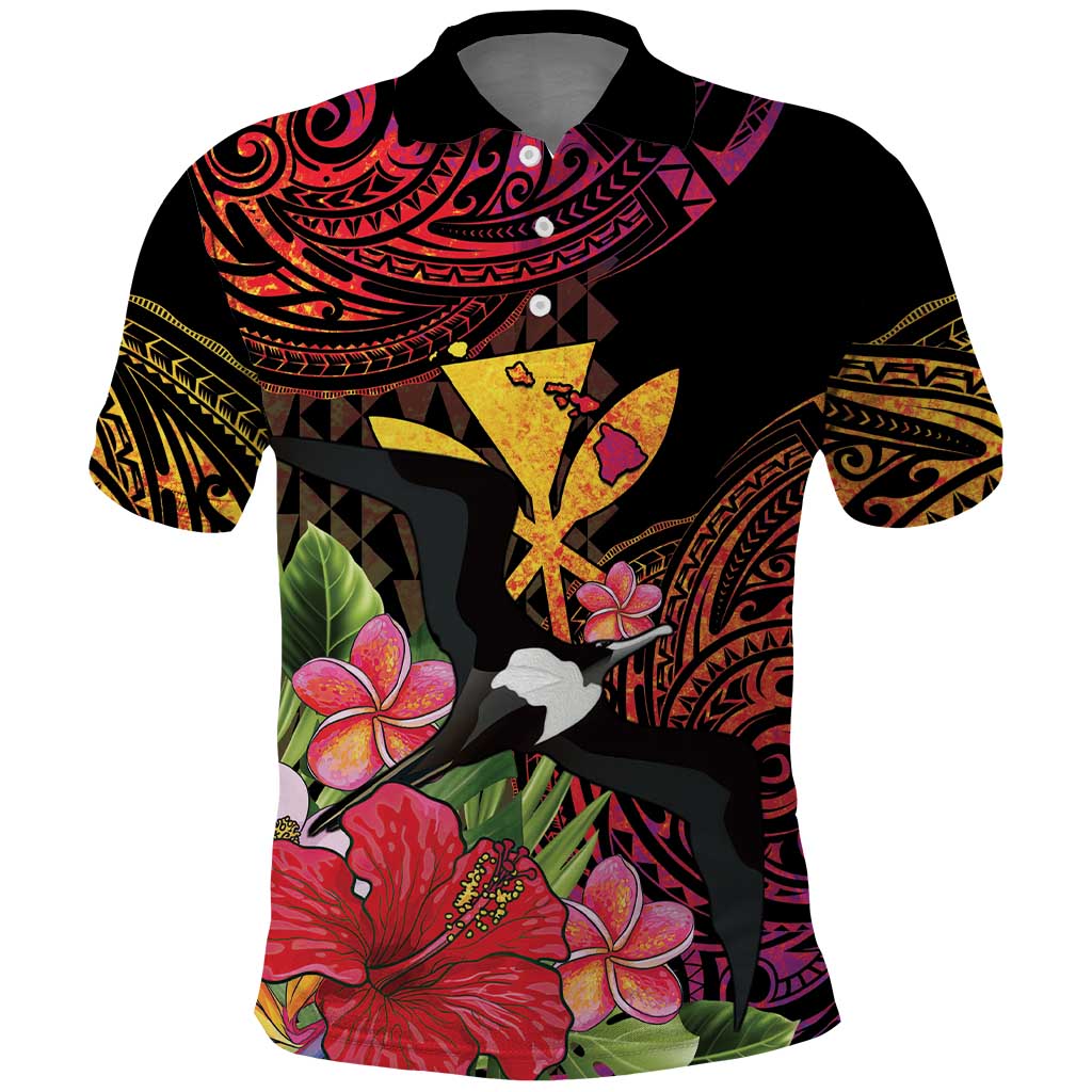 Hawaii Iwa Bird Polo Shirt Great Frigatebird Kanaka Tropical Hippie Style - Polynesian Pride