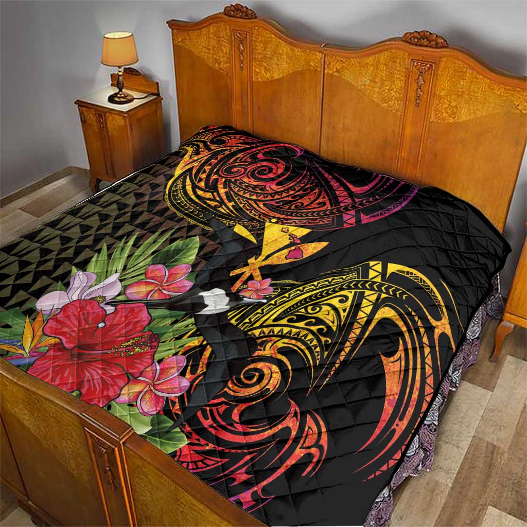 Hawaii Iwa Bird Quilt Great Frigatebird Kanaka Tropical Hippie Style - Polynesian Pride
