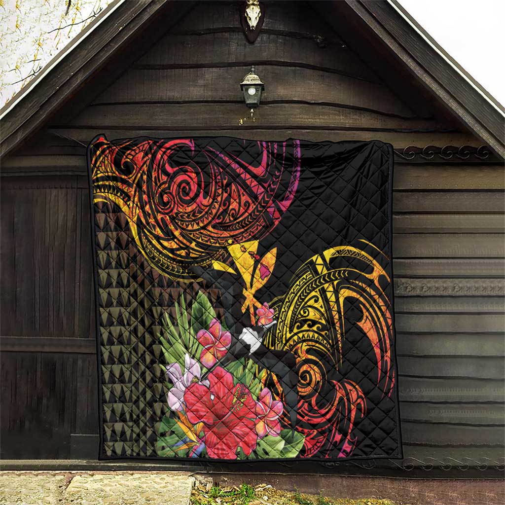 Hawaii Iwa Bird Quilt Great Frigatebird Kanaka Tropical Hippie Style - Polynesian Pride