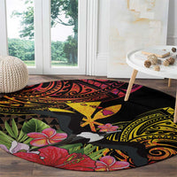 Hawaii Iwa Bird Round Carpet Great Frigatebird Kanaka Tropical Hippie Style - Polynesian Pride