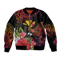 Hawaii Iwa Bird Sleeve Zip Bomber Jacket Great Frigatebird Kanaka Tropical Hippie Style - Polynesian Pride