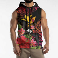 Hawaii Iwa Bird Sleeveless Zip Hoodie Great Frigatebird Kanaka Tropical Hippie Style - Polynesian Pride