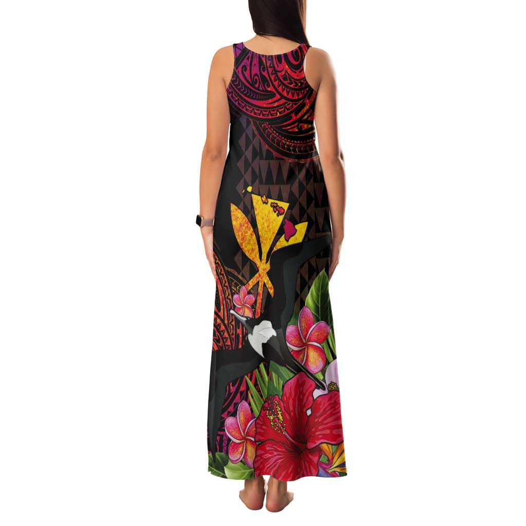 Hawaii Iwa Bird Tank Maxi Dress Great Frigatebird Kanaka Tropical Hippie Style - Polynesian Pride