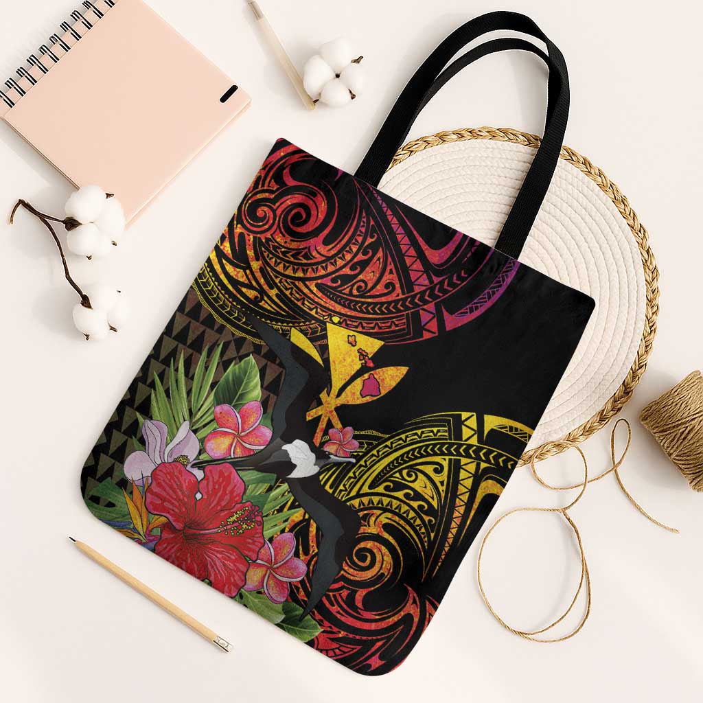 Hawaii Iwa Bird Tote Bag Great Frigatebird Kanaka Tropical Hippie Style LT14 Black Strap One Size Black - Polynesian Pride