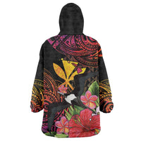 Hawaii Iwa Bird Wearable Blanket Hoodie Great Frigatebird Kanaka Tropical Hippie Style - Polynesian Pride