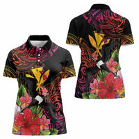 Hawaii Iwa Bird Women Polo Shirt Great Frigatebird Kanaka Tropical Hippie Style - Polynesian Pride