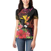 Hawaii Iwa Bird Women Polo Shirt Great Frigatebird Kanaka Tropical Hippie Style - Polynesian Pride