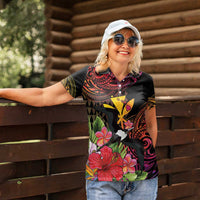 Hawaii Iwa Bird Women Polo Shirt Great Frigatebird Kanaka Tropical Hippie Style - Polynesian Pride