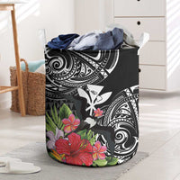 Hawaii Iwa Bird Laundry Basket Great Frigatebird Kanaka Tropical Flowers - Polynesian Pride