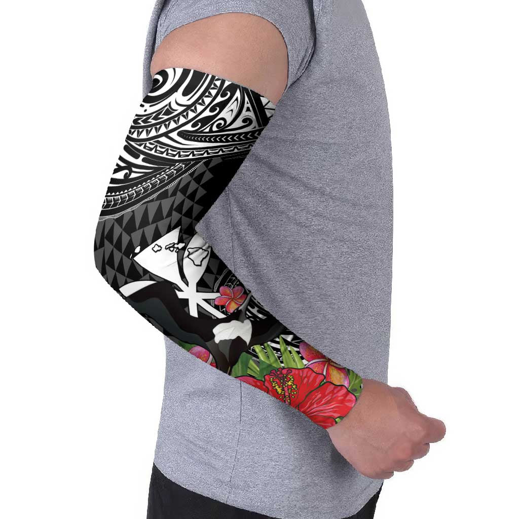Hawaii Iwa Bird Arm Sleeves Great Frigatebird Kanaka Tropical Flowers - Polynesian Pride