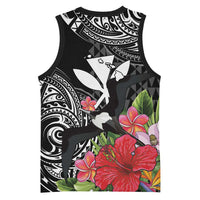 Hawaii Iwa Bird Basketball Jersey Great Frigatebird Kanaka Tropical Flowers - Polynesian Pride
