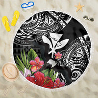 Hawaii Iwa Bird Beach Blanket Great Frigatebird Kanaka Tropical Flowers - Polynesian Pride