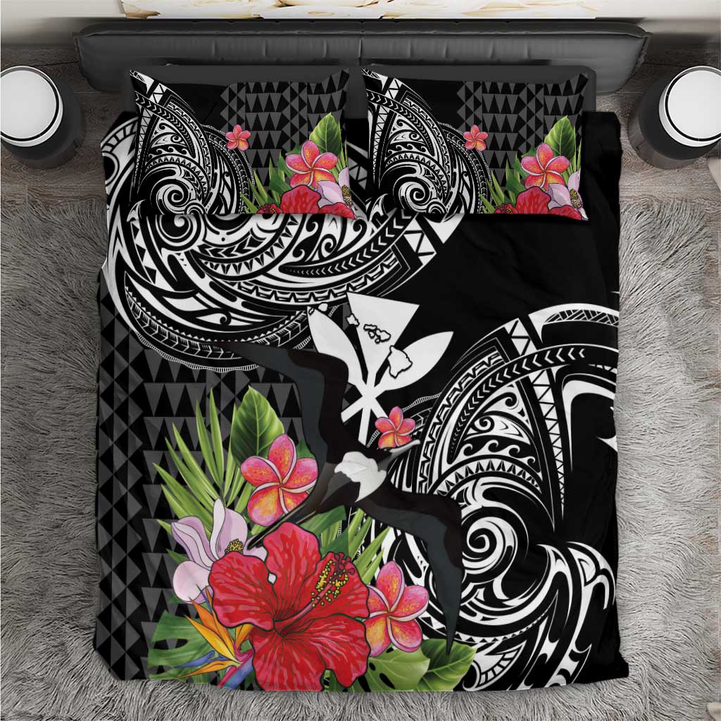 Hawaii Iwa Bird Bedding Set Great Frigatebird Kanaka Tropical Flowers - Polynesian Pride