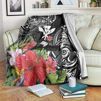 Hawaii Iwa Bird Blanket Great Frigatebird Kanaka Tropical Flowers - Polynesian Pride