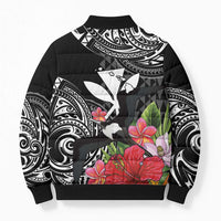 Hawaii Iwa Bird Bomber Puffer Jacket Great Frigatebird Kanaka Tropical Flowers - Polynesian Pride