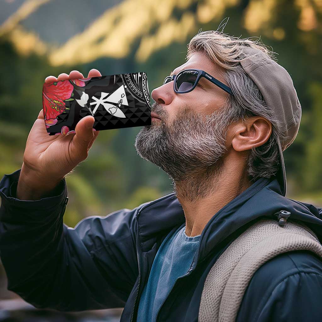Hawaii Iwa Bird 4 in 1 Can Cooler Tumbler Great Frigatebird Kanaka Tropical Flowers - Polynesian Pride