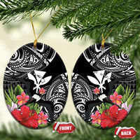 Hawaii Iwa Bird Ceramic Ornament Great Frigatebird Kanaka Tropical Flowers - Polynesian Pride